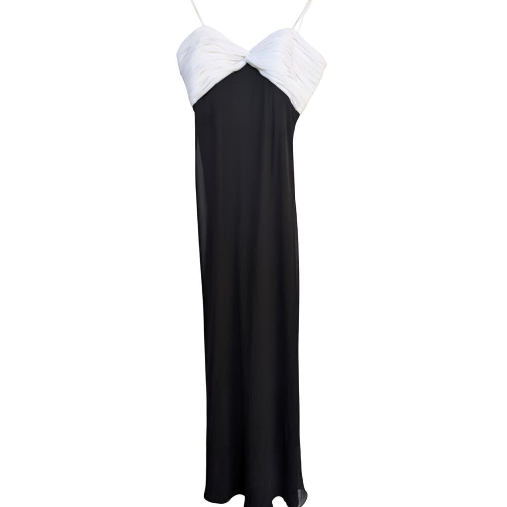 Cache Strapless Column Gown Black and White Formal‎ 8
